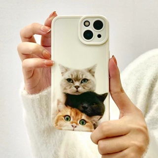 เคสโทรศัพท์มือถือ ซิลิโคน ป้องกัน ลายแมวสามตัวน่ารัก รวมทุกอย่าง สําหรับ iPhone 13pro 14Promax 11