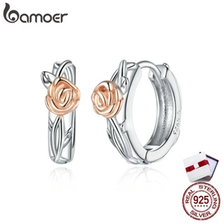 bamoer Authentic 925 Sterling Silver Rose Vine Stud Earrings for Women and Men Silver 925 Fashion silver Jewelry SCE971