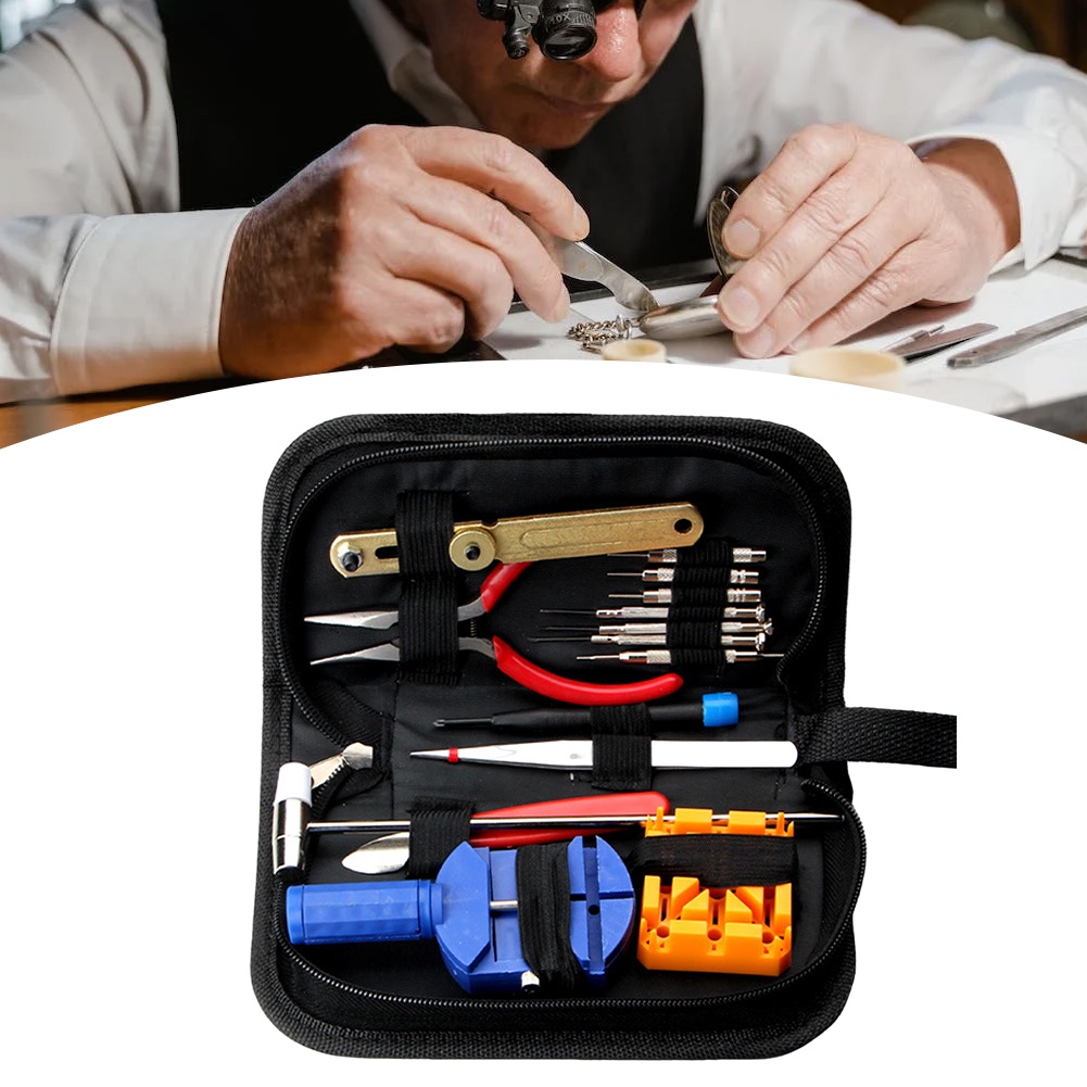 14ชิ้นพร้อมกระเป๋าเก็บอุปกรณ์สีดำ-ซ่อมนาฬิกา-ซ่อมนาฬิกา-watch-repair-tool