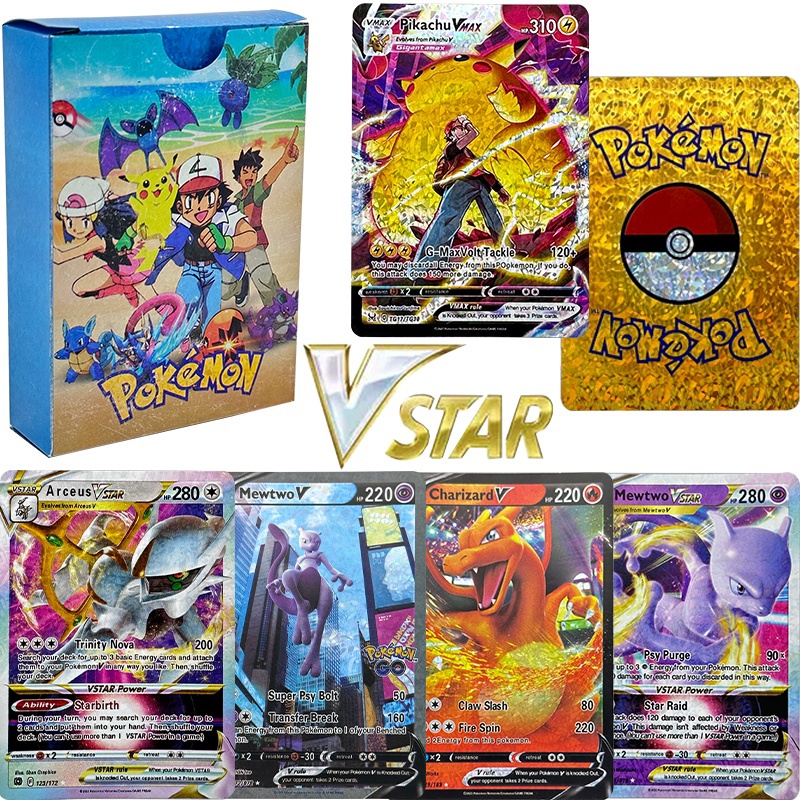 55-pokemon-gold-card-pikachu-charizard-บัตรเงาเพชร-โปเกม่อน-บัตรทองของเกม-ของขวัญของเล่นเด็กผู้ชาย