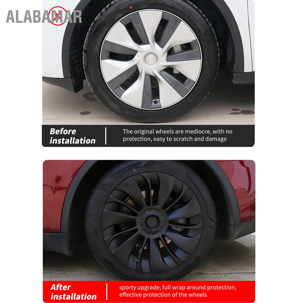 alabamar-ฝาครอบล้อ-4-ชิ้น-hubcap-matte-black-มีสไตล์ทนทานสวมทนล้อขอบเปลี่ยนฝาครอบสำหรับ-tesla-รุ่น-y