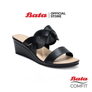 Bata Comfit บาจา คอมฟิต รองเท้าเพื่อสุขภาพแบบสวม เปิดส้น ดีไซน์เก๋  สูง 2 นิ้ว สำหรับผู้หญิง รุ่น Daisy  สีดำ 6616637 สีเบจ 6618637