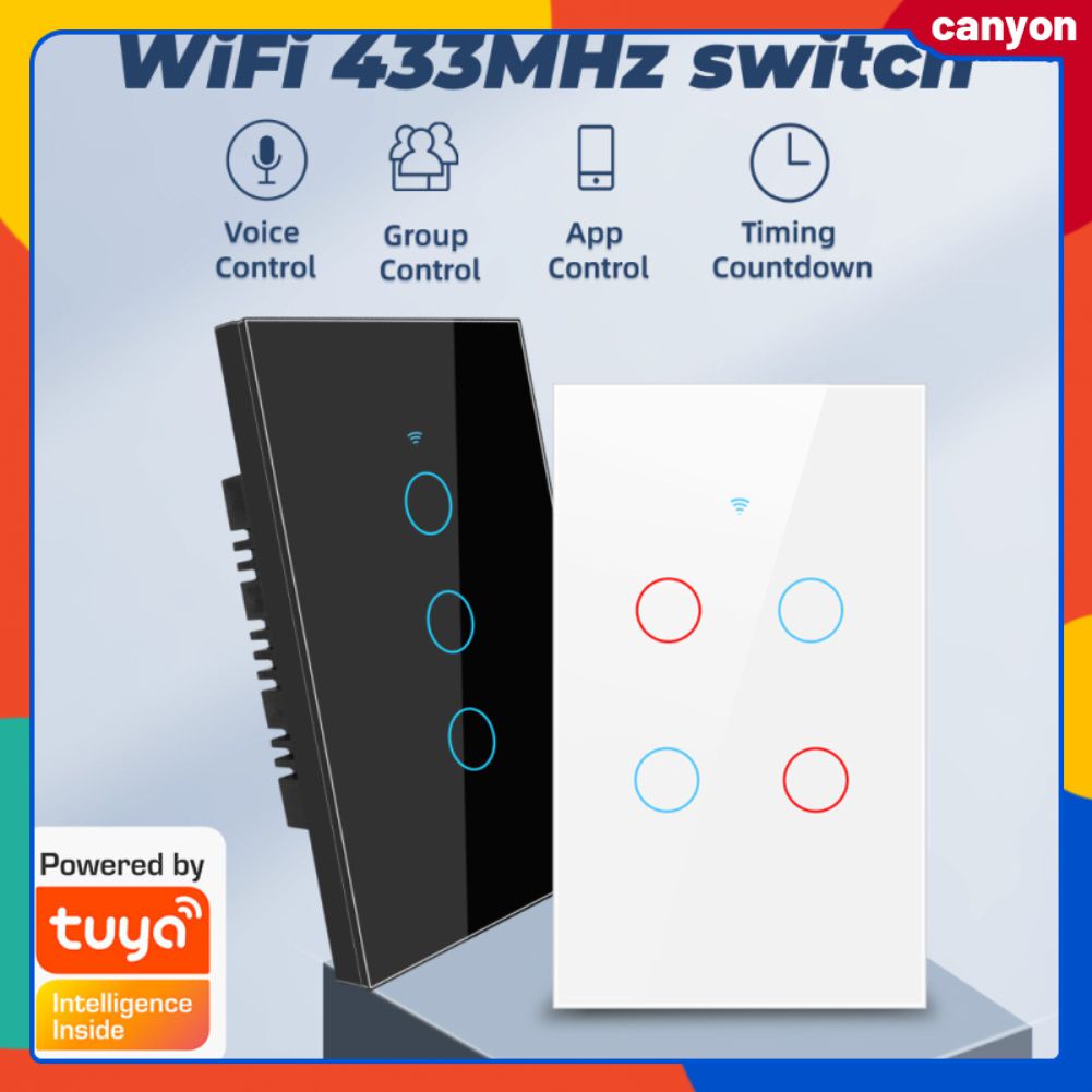 tuya-wifi-433mhz-ปุ่มสวิตช์ไฟติดผนังบ้าน-อัจฉริยะ-1-2-3-4-แก๊ง-พร้อม-alexa-และ-google-assistant