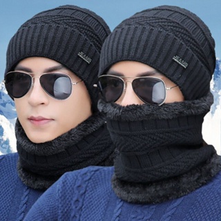 หมวกถัก ผ้าฝ้าย ผ้าวูล แบบหนา ให้ความอบอุ่น แฟชั่นฤดูหนาว สไตล์เกาหลี สําหรับผู้ชาย และผู้หญิง