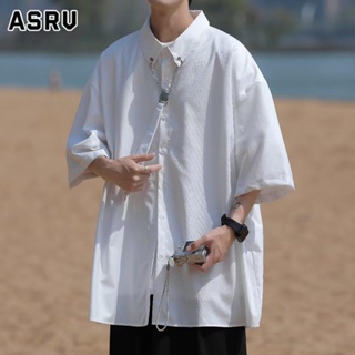 ASRV เสื้อ เสื้อเชิ้ตแขนสั้นผูกเน็คไทของวัยรุ่นชายยอดนิยมใหม่ของญี่ปุ่นในเทรนด์แฟชั่นฮาราจูกุ