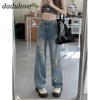 DaDulove💕 New American Ins High Street Ripped Jeans Niche High Waist Loose Wide Leg Pants Large Size Trousers