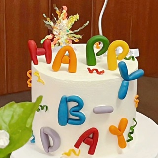 ป้ายปักหน้าเค้กวันเกิด ลายตัวอักษร Happy Birthday คุณภาพสูง หลากสี สําหรับตกแต่งเค้กวันเกิดเด็ก