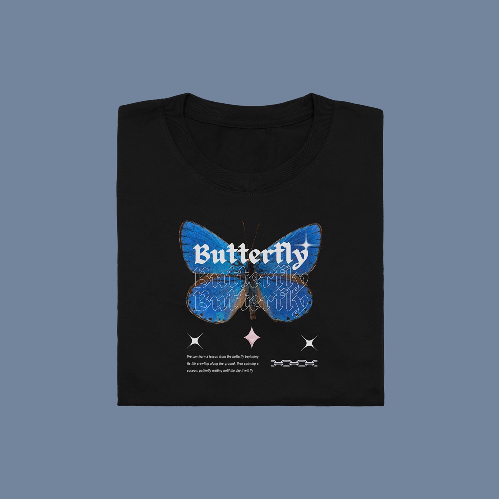 ร้อน-a-butterfly-butterfly-butterfly-เสื้อยืด-t-shirt-unisex-cotton-100