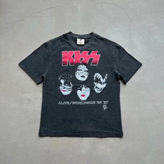 [คุณภาพสูง!!] [สินค้าคุณภาพสูง!]Kiss Rock Band 9697 เสื้อยืด แขนสั้น ทรงหลวม สไตล์วินเทจ สตรีท วินเทจ สําหรับผู้ชาย ผู้หญิง