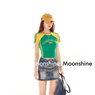 Moon เสื้อครอป เสื้อแฟชั่นผู้หญิง y2k สีพื้น สําหรับผู้หญิง ใส่ไปคลับ ปาร์ตี้ 2023 NEW Jl1403
