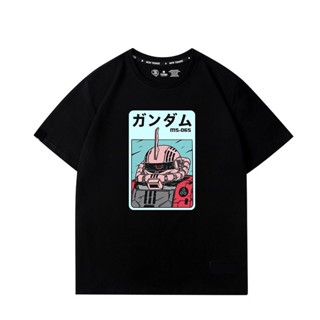 สตาร์โปรดักส์! เสื้อยืดอนิเมะ Mobile Suit Gundam - Zaku แขนสั้นผ้าฝ้ายลายอนิเมะ แฟชั่น ใหม่