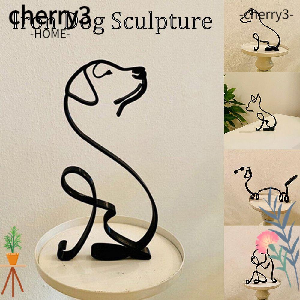 cherry3-ฟิกเกอร์-รูปสุนัขบูลด็อก-ดัชชุน-ลาบราดอร์-เหล็กดัด-สําหรับตกแต่งโต๊ะ