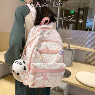 Camidy กระเป๋านักเรียนรุ่นใหม่ของสไตล์เกาหลี ins กระเป๋าเป้สะพายหลังหญิงที่เดินทางมาพักผ่อนนักเรียนมัธยมต้นที่เรียบง่ายกระเป๋าเป้สะพายหลังความจุขนาดใหญ่