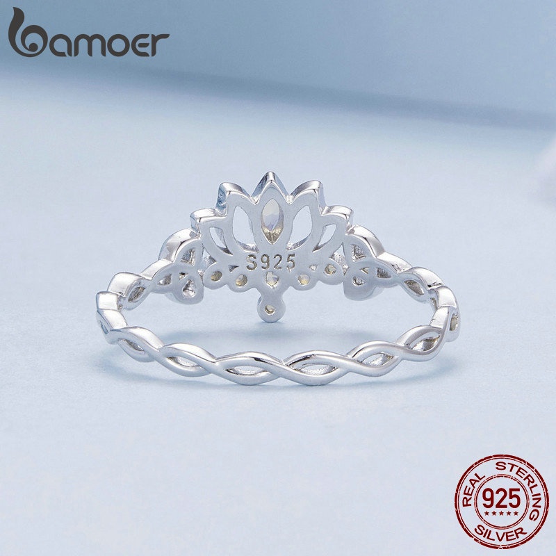 bamoer-แหวนเงินแท้-925-รูปดอกบัว-เครื่องประดับแฟชั่น-สําหรับผู้หญิง