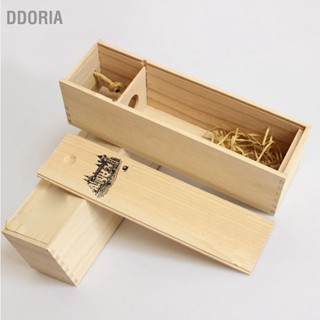 DDORIA กล่องใส่ไวน์ไม้ขวดเดียวพร้อมฝาปิดกล่องเก็บไวน์แบบนำกลับมาใช้ใหม่ได้