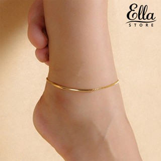 Ellastore123 สร้อยข้อเท้าโซ่ สีทอง สําหรับผู้หญิง