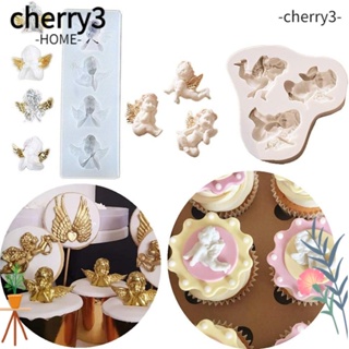 Cherry3 แม่พิมพ์ซิลิโคน รูปนางฟ้า สีขาว สําหรับทําคัพเค้ก ฟองดองท์ 2 ชิ้น