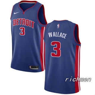 【Swingman】ลูกสูบดีทรอยต์ Nba ของแท้ สําหรับผู้ชาย #3 เสื้อกีฬาแขนสั้น ลายทีม Ben Wallace Jersey สีฟ้า