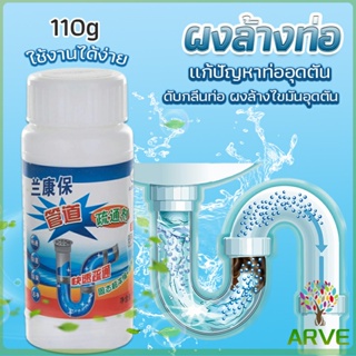 แก้ปัญหาท่ออุดตัน เกร็ดสลายล้างท่อ โซดาไฟ แบบขวด110 g น้ำยาล้างท่อ Solid pipe solution powder