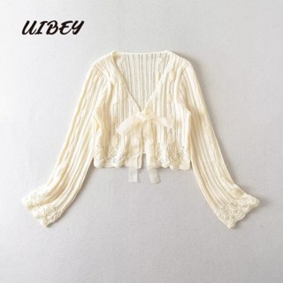 Uibey เสื้อโค้ทถักนิตติ้ง สไตล์ฝรั่งเศส 2335