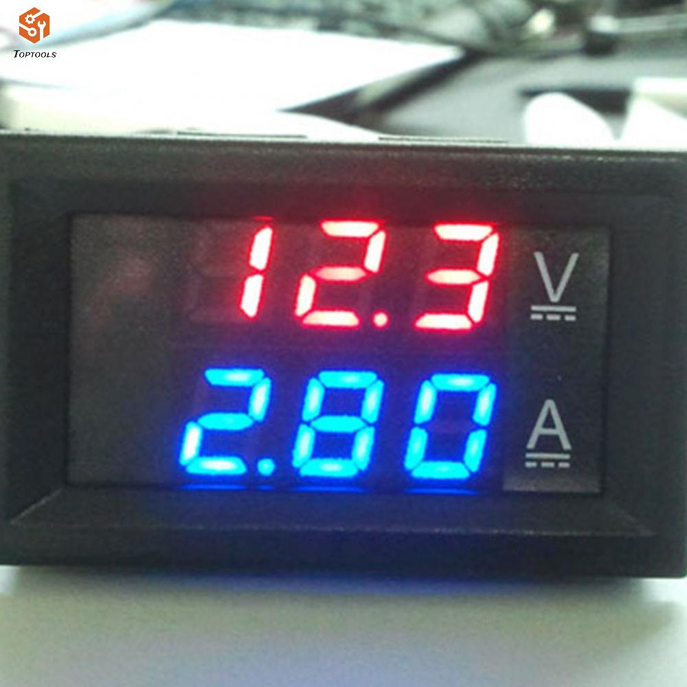 โวลต์มิเตอร์-แอมมิเตอร์-100a-ดิจิทัล-48-x-29-x-21-มม-dc-0-100v-10a-dual-led-ดิจิทัล