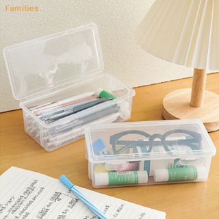 Families&gt; กล่องดินสอพลาสติกใส ความจุขนาดใหญ่ วางซ้อนกันได้ สําหรับสํานักงาน 1 ชิ้น