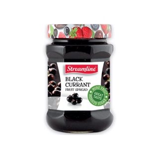 แยมแบล็คเคอร์เรนท์ สตรีมไลน์ สูตรลดน้ำตาล Stramline Blackcurrant Fruit Spread Reduced Sugar 340 g. (05-6326)