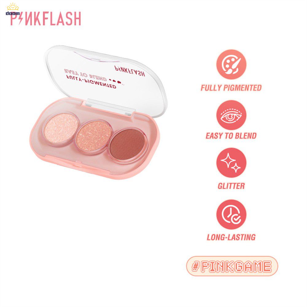 pinkflash-แผ่นอายแชโดว์ไตรรงค์กันน้ํา-matte-pearlescent-eye-makeup-face-makeup-doom