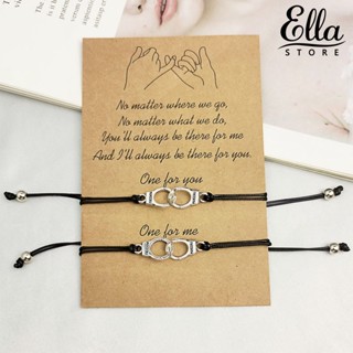 Ellastore123 สร้อยข้อมือสเตนเลสถัก พิมพ์ลายตัวอักษร ปรับได้ เครื่องประดับ สําหรับคู่รัก 2 ชิ้น