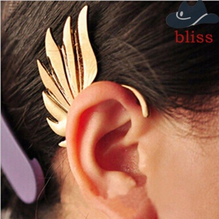 Bliss ต่างหูแบบหนีบ รูปปีก สไตล์พังก์ โกธิค แฟชั่นสําหรับผู้ชาย ผู้หญิง