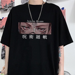 Harajuku Mens T-Shirt Jujutsu Kaisen Printed Unisex Itadori Yuji Eyes Cartoon Anime Casual Men Street Top_03