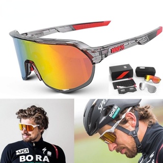 S2 แว่นตากันแดด UV400 กันลม 3 เลนส์ 100% หลากสี สําหรับผู้ชาย ผู้หญิง เหมาะกับการเล่นกีฬา ขี่จักรยาน