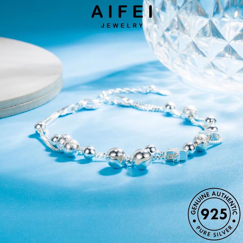 aifei-jewelry-แท้-ต้นฉบับ-เกาหลี-แฟชั่นดับเบิ้ลสตาร์-ผู้หญิง-เครื่องประดับ-กำไล-925-แฟชั่น-เงิน-กำไลข้อมือ-ผู้หญิง-silver-เครื่องประดับ-b49