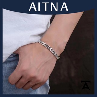 Aitna สร้อยข้อมือโซ่เหล็กไทเทเนียม สไตล์ฮิปฮอป สี่ด้าน เรียบง่าย เครื่องประดับ สําหรับผู้ชาย