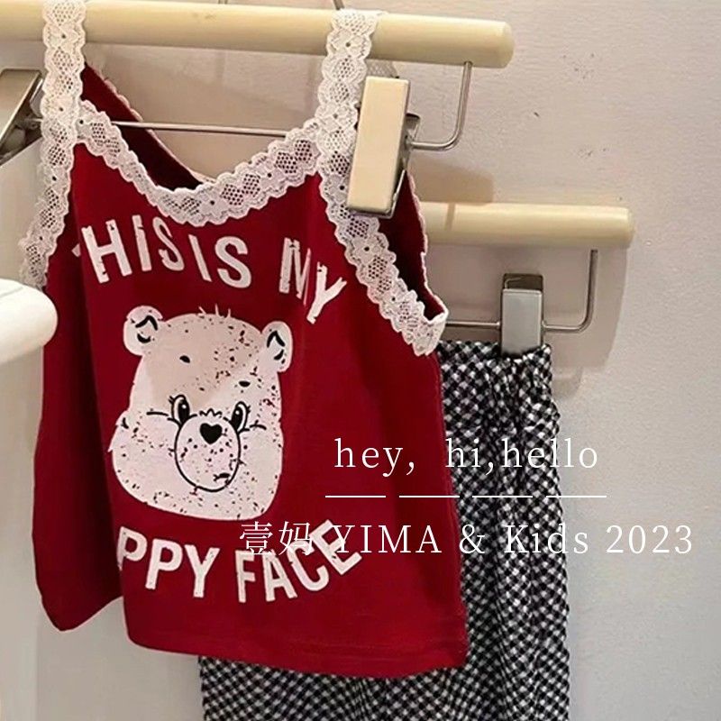 พร้อมส่ง-ลดกระหน่ํา-สไตล์ใหม่-ญี่ปุ่น-เกาหลี-เสื้อผ้าเด็ก-เด็กผู้หญิง-แฟชั่น-เสื้อกั๊ก-ฤดูร้อน-เด็ก-หวาน-ลูกไม้-สลิง-เด็ก-แฟชั่น-ริมทะเล-วันหยุด