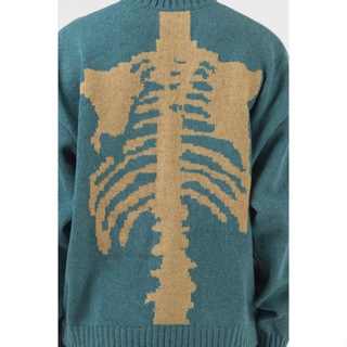 W9VE Kapital vintage flat and macro round neck loose bone skeleton knitted casual sweater
