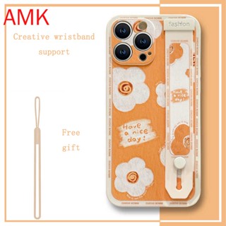 Amk เคสโทรศัพท์มือถือ แบบใส ลายดอกไม้สีเหลือง พร้อมสายคล้องมือ สําหรับ Realme 10 C55 C35 Narzo 50A Prime 50i C33 C31 C30 C21Y C25Y C21 C20 C20A C11 C2 C15 9 9i 8i 8 7i 7 6 pro GNCWD