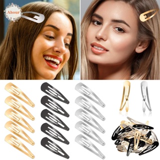 AHOUR Snappy Snap Hair Clips for Girls Women Hair Grip Hair Styling Tools Gold Silver Black Durable Metal Hair Pins Barrettes BB Clips/Multicolor