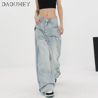 DaDuHey🎈 Women Korean Style New American Style High Street Jeans High Waist Loose Wide Leg Pants Plus Size Trousers