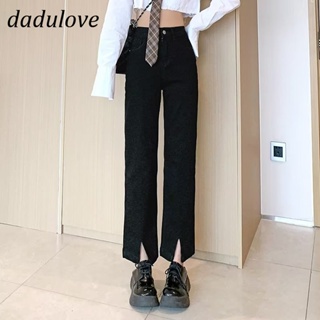 DaDulove💕 New Korean Version of Ins Slit Jeans Womens High Waist Niche Micro Flared Pants Large Size Trousers