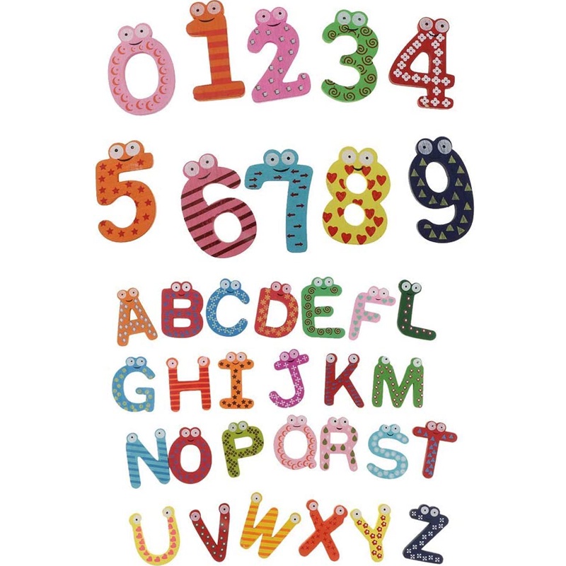 แม่เหล็กติดตู้เย็น ลายตัวอักษร ตัวเลข ABC ของเล่นเสริมการเรียนรู้เด็ก ...
