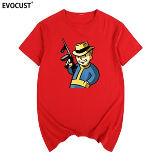 TOP CTเสื้อยืดสีขาวผู้ชาย Fallout Vault Boy เกมตลกเสื้อยืดผ้าฝ้ายผู้ชายเสื้อยืดใหม่ TEE TSHIRT ผู้หญิงแฟชั่น unisex