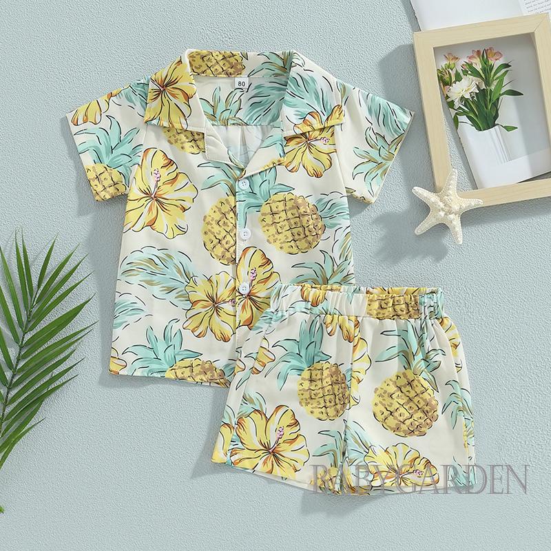 babygarden-ชุดเสื้อเชิ้ตแขนสั้น-คอปก-และกางเกงขาสั้น-พิมพ์ลายกล้วย-สับปะรด-สําหรับเด็กผู้ชาย-อายุ-1-5-ปี