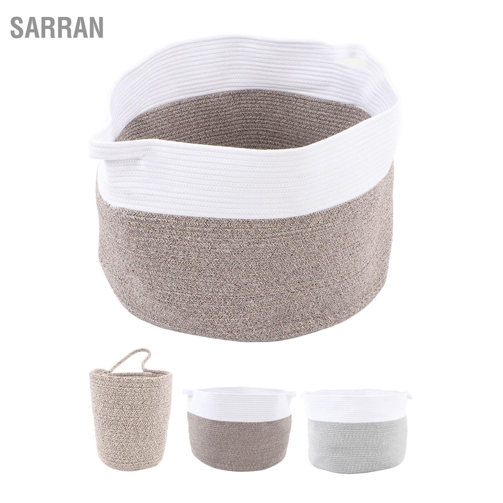 sarran-เชือกฝ้ายขนาดใหญ่พิเศษตะกร้าซักผ้าผ้าฝ้ายทอตะกร้าสำหรับห้องนั่งเล่นของเล่น