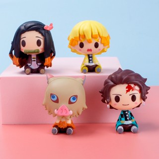 ตุ๊กตาฟิกเกอร์ Demon Slayer Kimetsu No Yaiba Tanjiro Nezuko Zenitsu Demon Slayer Kawaii ของเล่นสําหรับเด็ก 4 ชิ้น