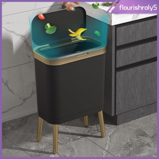 [Flourishroly5] Trash Can Rubbish Bin Countertop 15L Waste Basket for Bedroom Office Outdoor