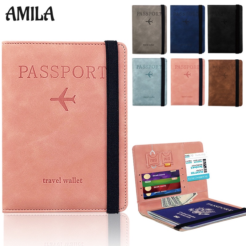 amila-กระเป๋าใส่หนังสือเดินทางแฟชั่นเรียบง่ายกระเป๋าเอกสารอเนกประสงค์เดินทางต่างประเทศซองหนังใส่หนังสือเดินทาง