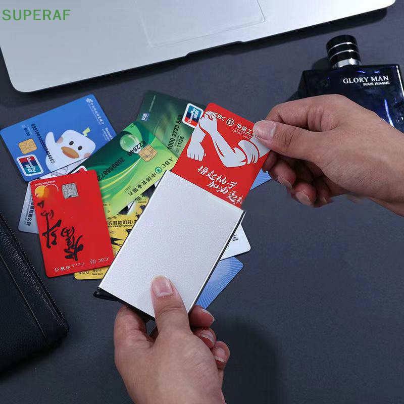 superaf-ขายดี-กระเป๋าสตางค์-ช่องใส่บัตรเครดิต-บัตรประจําตัวประชาชน-อลูมิเนียม-โลหะ-แบบบาง-กันขโมย-สําหรับผู้หญิง-ผู้ชาย