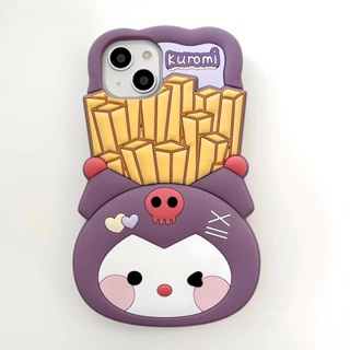 SANRIO เคสโทรศัพท์มือถือ ซิลิโคนนิ่ม ลายการ์ตูน Hello Kitty Hamburg Kuromi Fries 3 มิติ แบบสร้างสรรค์ สําหรับ Iphone 11 12 13 14 Pro Max