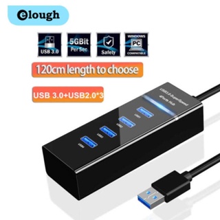 Elough อะแดปเตอร์ฮับ USB 4 พอร์ต ความเร็วสูง OTG อุปกรณ์เสริม สําหรับคอมพิวเตอร์ Xiaomi